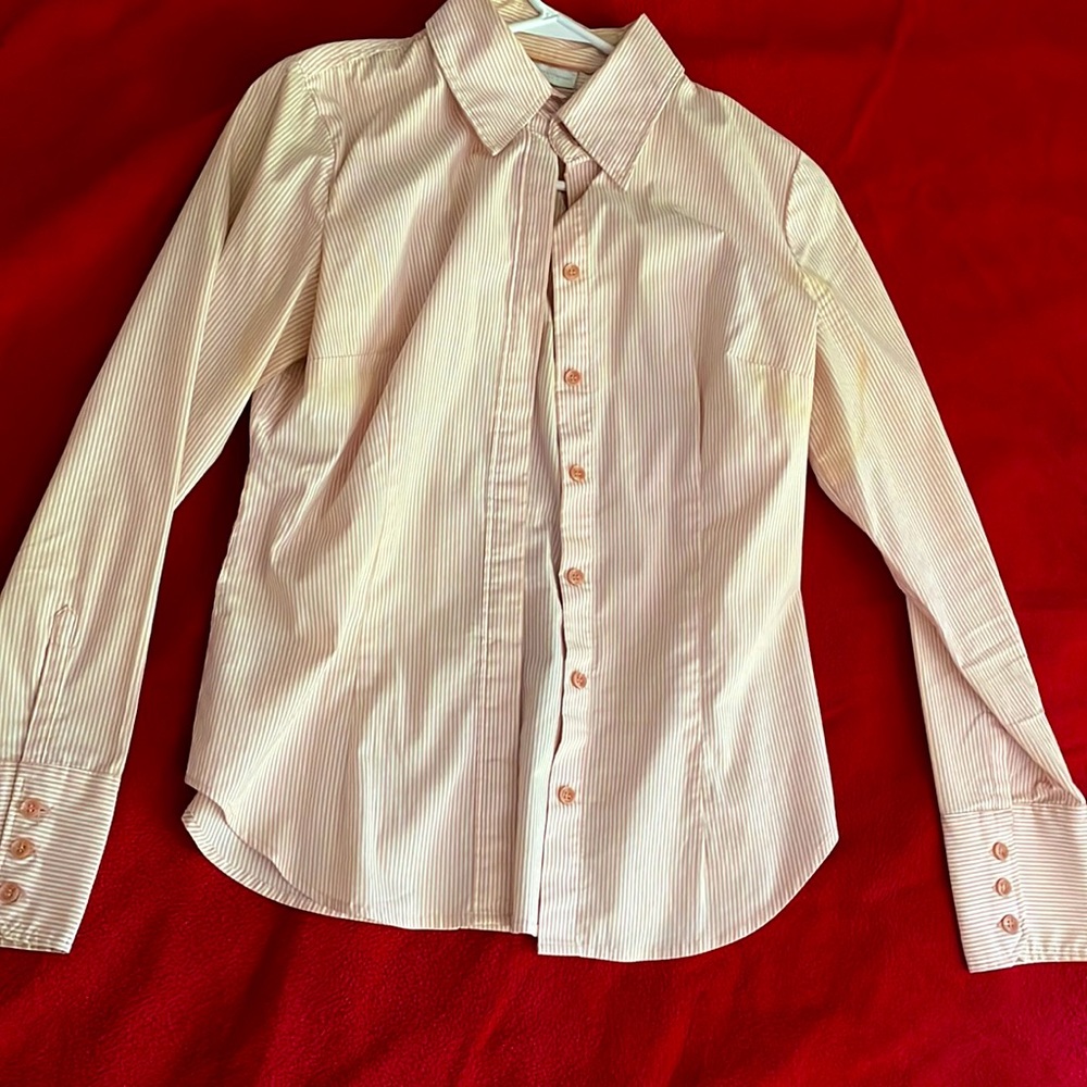 Orange white striped shirt